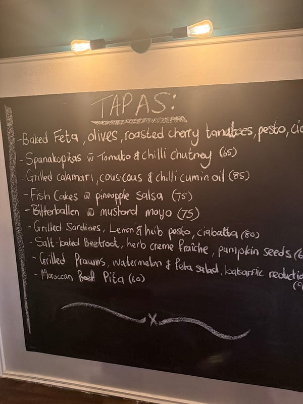 Café Zest chalkboard menu, December 2024